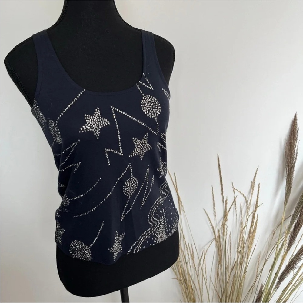 Lu Den Women's Navy Glitter Tank Top Size S